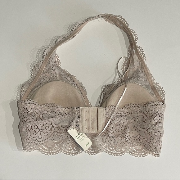 NWT Aerie Cream Lace Padded Halter Bralette Sz M - Picture 2 of 6